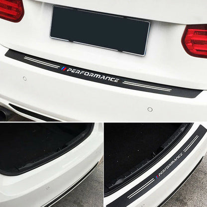 YULLING 34.5" Car Rear Bumper Load Edge Protector Stickers For BMW Auto Trunk Guard Plate Carbon Fiber Texture Decoration Decals