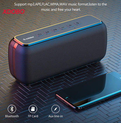 XDOBO Hot Sale X8 60W Portable Outdoor Speakers Bluetooth Wireless Bass Subwoofer Waterproof 6600mAh TWS Function Support TF/AUX