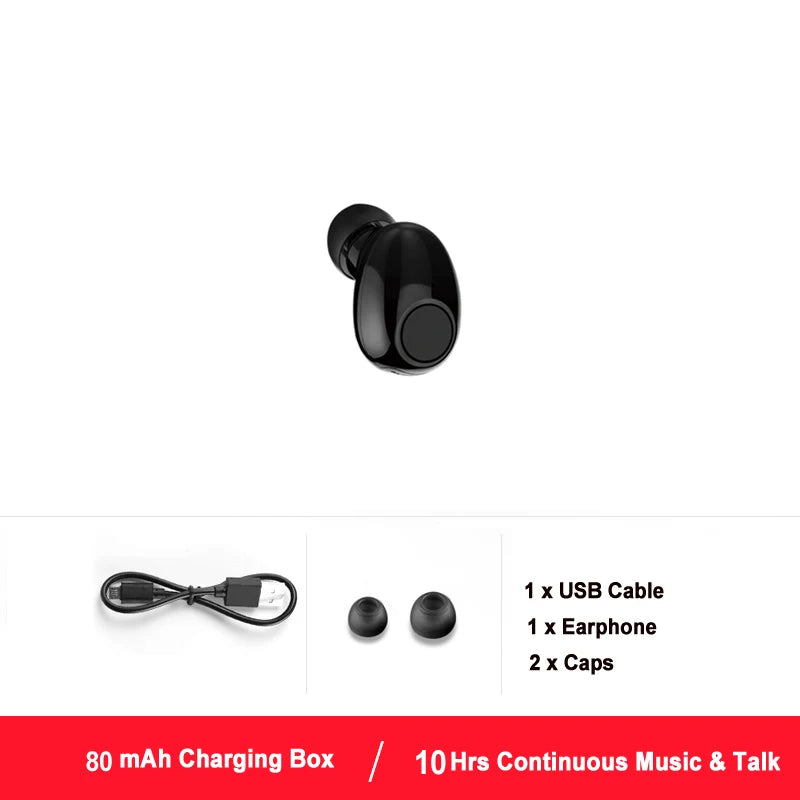 NVAHVA Mini Bluetooth Earphone 10 Hrs Working, Bluetooth Headset Wireless Earbud Earphone Hands-free For Phones Car TV PCSport