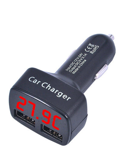4 In 1 Car Charger Quick Charge 3.1A Dual Usb LCD Display With Temperature/voltage/current Meter Tester Adapter Digital Display