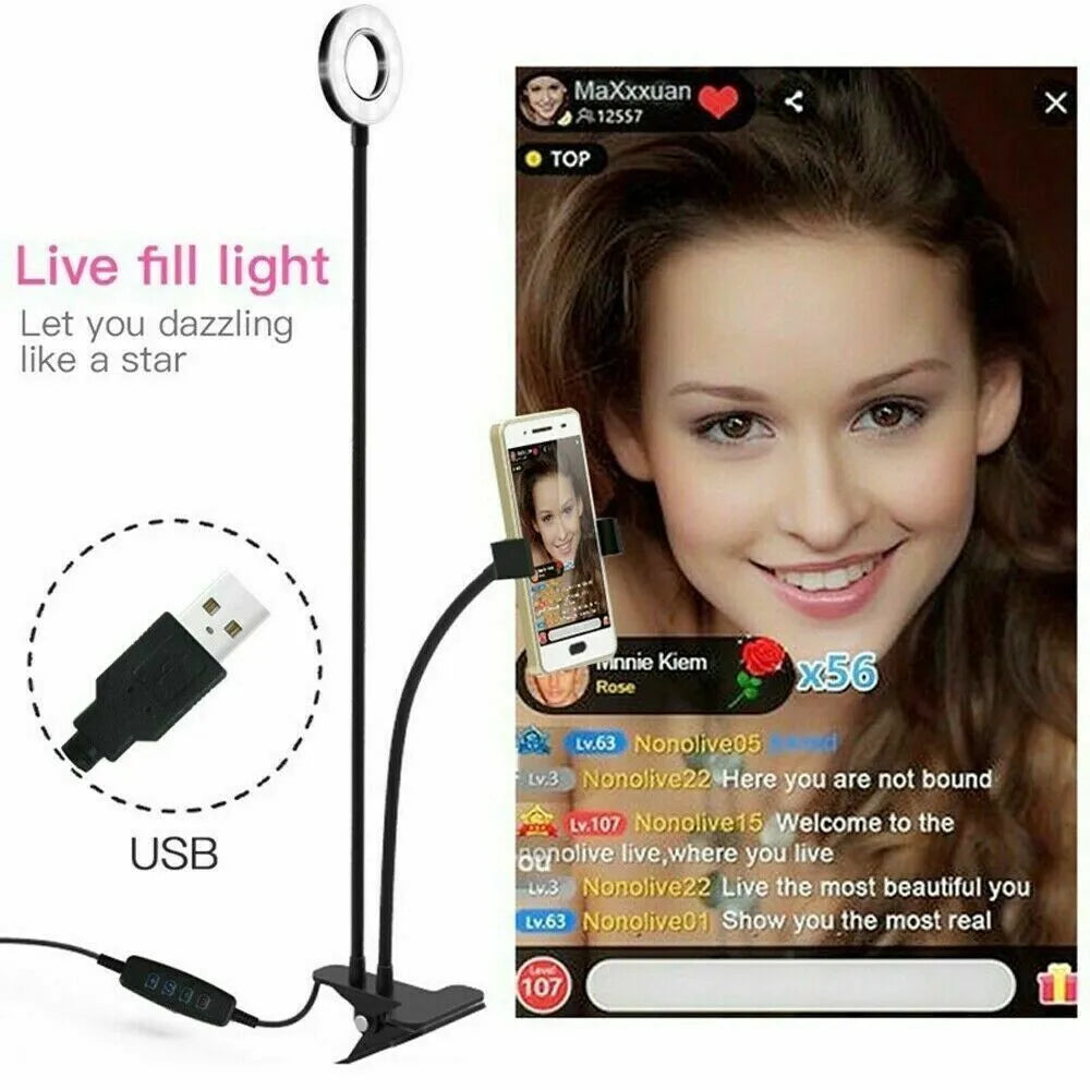 Ring Light with Stand LED Camera Selfie Light Ring for iPhone Live Streaming Ring Lamp Phone Holder for Video Photography