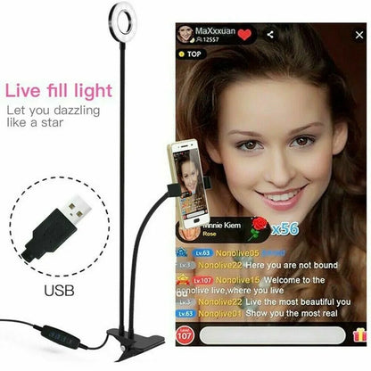 Ring Light with Stand LED Camera Selfie Light Ring for iPhone Live Streaming Ring Lamp Phone Holder for Video Photography