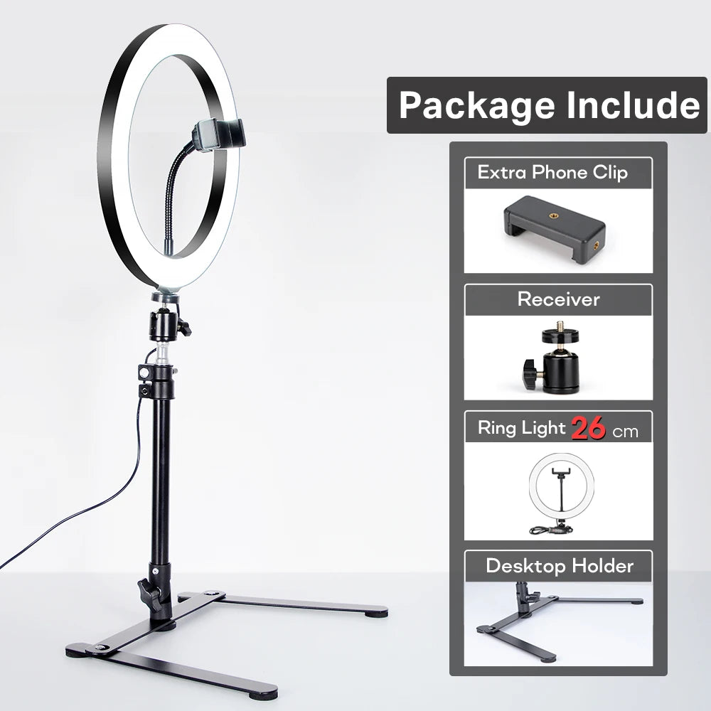 Selfie Ring Light Photography Light LED Lamp With Tripod For Phone Holder Stand Accessories Lamp For Photo Live Video Streaming
