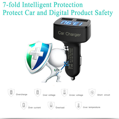 4 In 1 Car Charger Quick Charge 3.1A Dual Usb LCD Display With Temperature/voltage/current Meter Tester Adapter Digital Display