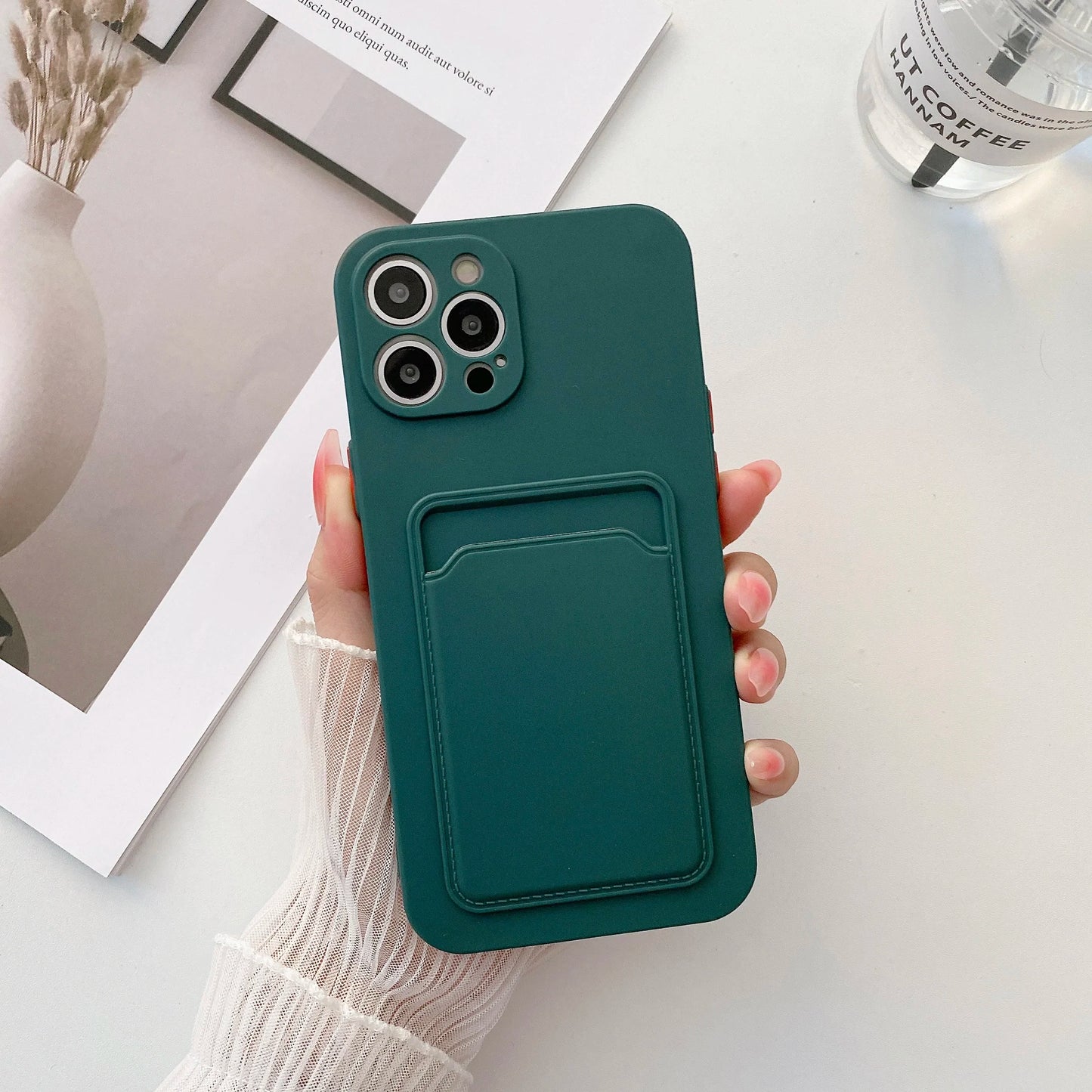 LVOEST Phone Case For iphone 11 12 13 pro max XR x xs max 7 8 plus se 2020 12 mini 14 15 Soft Silicone Wallet Card Holder cover