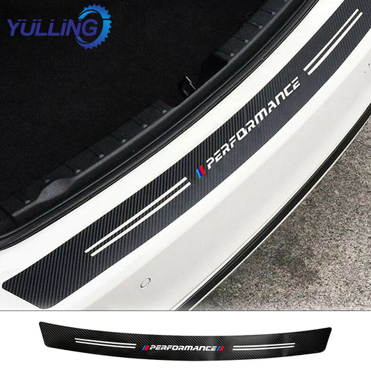 YULLING 34.5" Car Rear Bumper Load Edge Protector Stickers For BMW Auto Trunk Guard Plate Carbon Fiber Texture Decoration Decals