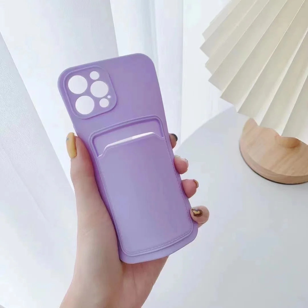 LVOEST Phone Case For iphone 11 12 13 pro max XR x xs max 7 8 plus se 2020 12 mini 14 15 Soft Silicone Wallet Card Holder cover