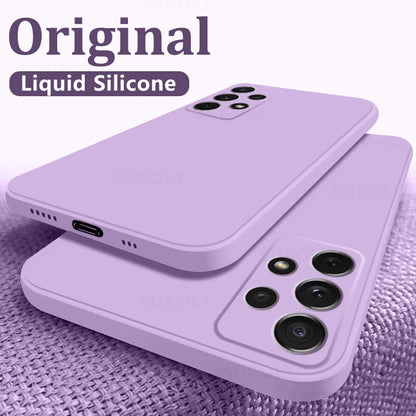 Liquid Silicone Case For Samsung Galaxy S25 Edge S25 S24 S23 S22 Ultra Plus S24 FE A56 A54 A53 A55 A16 Camera Protect Soft Cover