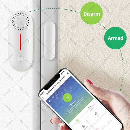 WiFi Door Window Sensor WiFi Security Alarm Door Open Closed Detectors Sound 0-100dB APP Remote Control Timing Arm & Disarm