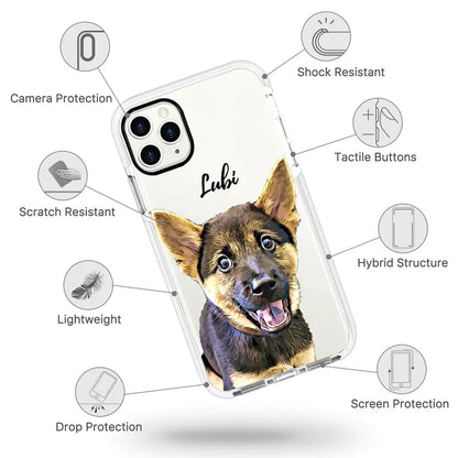 Custom Pet Portait Phone Case for iphone 13 12 11 14Pro Max xsmax xs 15 Plus Cover Personalised Pet Illustration Shockproof Case - covers4phones
