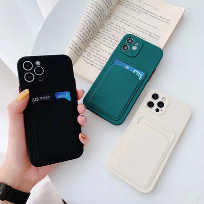 LVOEST Phone Case For iphone 11 12 13 pro max XR x xs max 7 8 plus se 2020 12 mini 14 15 Soft Silicone Wallet Card Holder cover