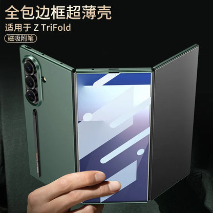 For Samsung Z Tri-Fold Phone Case Magnetic Adsorption Pen HD Shell Film Integrated Full Coverage Frame Z Tri-Fold Hard Covers