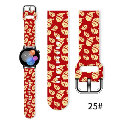 20MM Christmas Series 4 Printed strap for Samsung Galaxy Watch 7/6 40mm 44mm Band Replaceable Bracelet for Xiaomi Huawei Watch