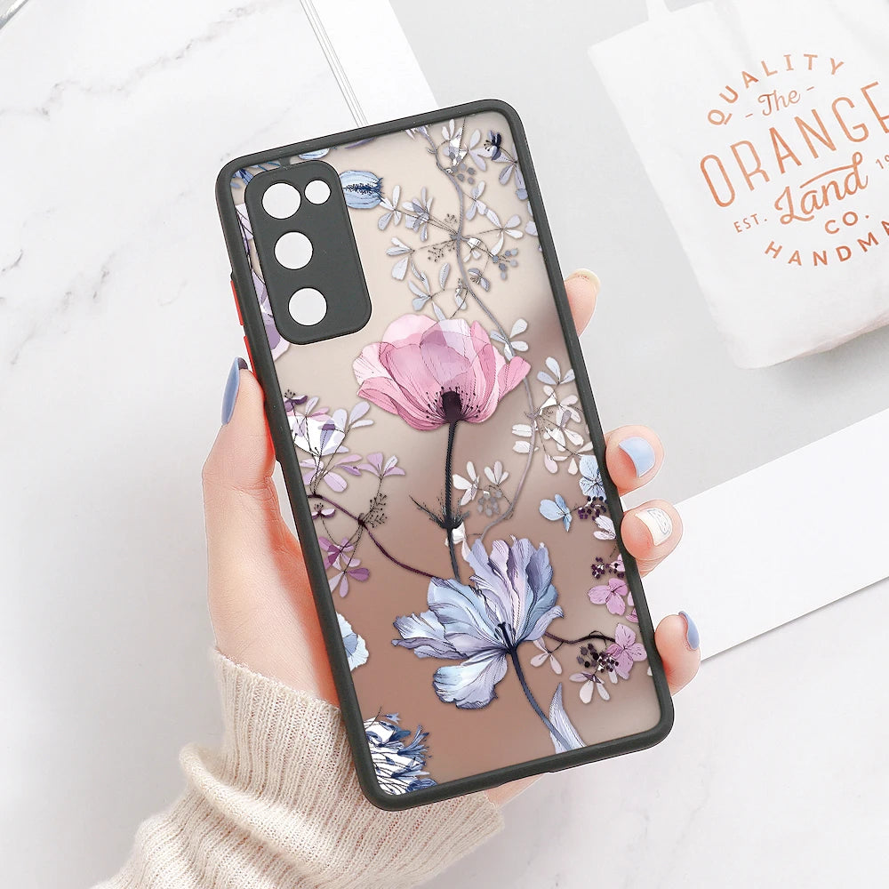 Green Leaves Matte Case For Samsung A55 A54 5G A53 A52 A35 A34 A33 A32 4G A13 A05 S24 Ultra S23 S22 Plus S21 FE S20 Soft Cover