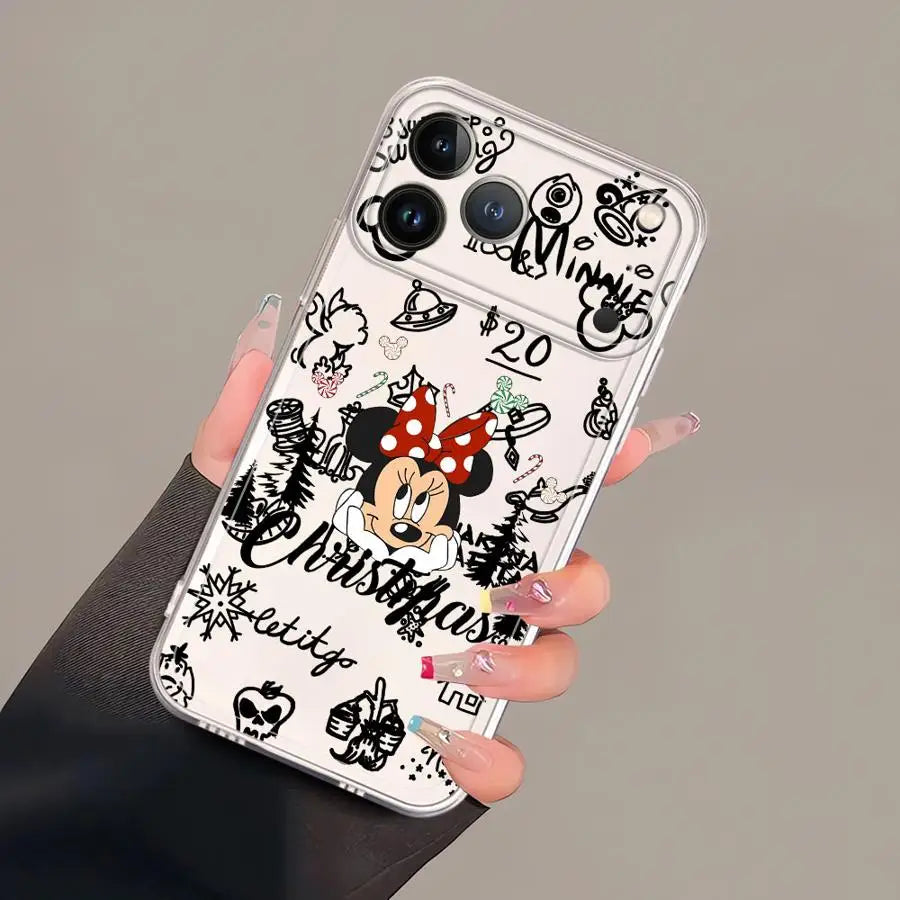 Soft Phone Cover Case for iPhone 7 8 12 Mini 17 Air 16 15 14 Plus XR 13 12 11 Pro MAX 16e Christmas Fummy Mickey Minnie