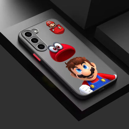 Fun Magic Super M-Marios Frosted Translucent For Samsung Galaxy S24 S23 S22 S21 S20 FE S10 S9 S8 Plus Ultra Pro 5G Cover
