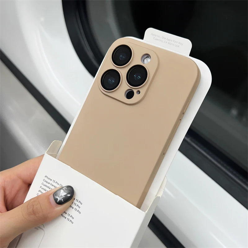 Original Color Ultra Thin Matte PC Case for iPhone 16 15 14 Plus 13 12 11 Pro Max Glass Camera Protection Shockproof Slim Case