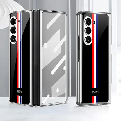 GKK Electroplated Painted Tempered Glass Case For Samsung Galaxy Z Fold 5 With Screen Glass Hard Cover For Galaxy Z Fold5 4 Case