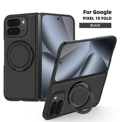 For Google Pixel 10 Pro Fold/Pixel 9 Pro Fold Kevlar 360 Rotating Magnetic Ring Wireless Charging Phone Case Protective Cover