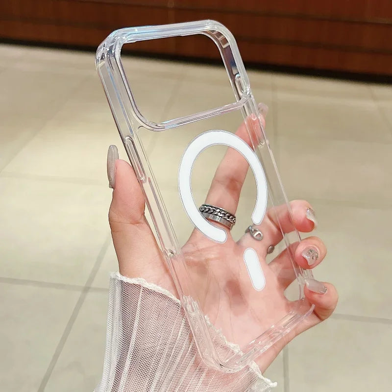 Original Clear Acrylic Phone Case For iPhone 17 Air 16 15 14 13 11 12 Pro Max Mini 8 7 Plus XS For Magsafe Wireless Charge Cover