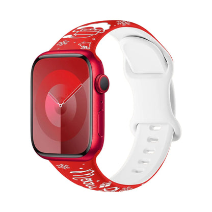 New design Christmas Band for Apple Watch Series 11 10 9 8 7 6 5 SE strap Engraved silicone Ultra 3-2 49mm 40-41-42-44mm 45-46mm