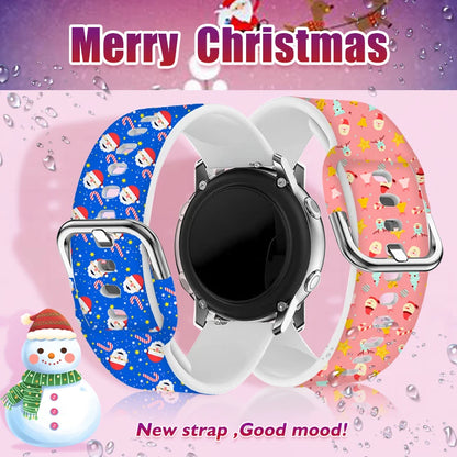 20MM Christmas Series 4 Printed strap for Samsung Galaxy Watch 7/6 40mm 44mm Band Replaceable Bracelet for Xiaomi Huawei Watch