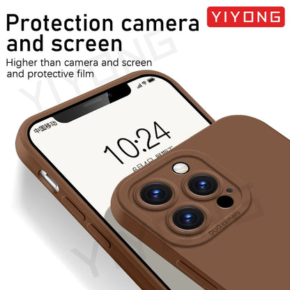 For iPhone17 Pro Max YIYONG Square Liquid Silicone Soft Cover For iPhone 17 16 15 14 12 13 iPhone17 Air iPhone15 Plus Phone Case