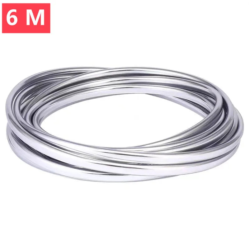 3/6M Car Door Chrome Moulding Trim Strip Edge Scratch Guard Protector Cover Strip Roll Chrome Styling Moulding Trim Strip