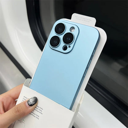 Original Color Ultra Thin Matte PC Case for iPhone 16 15 14 Plus 13 12 11 Pro Max Glass Camera Protection Shockproof Slim Case