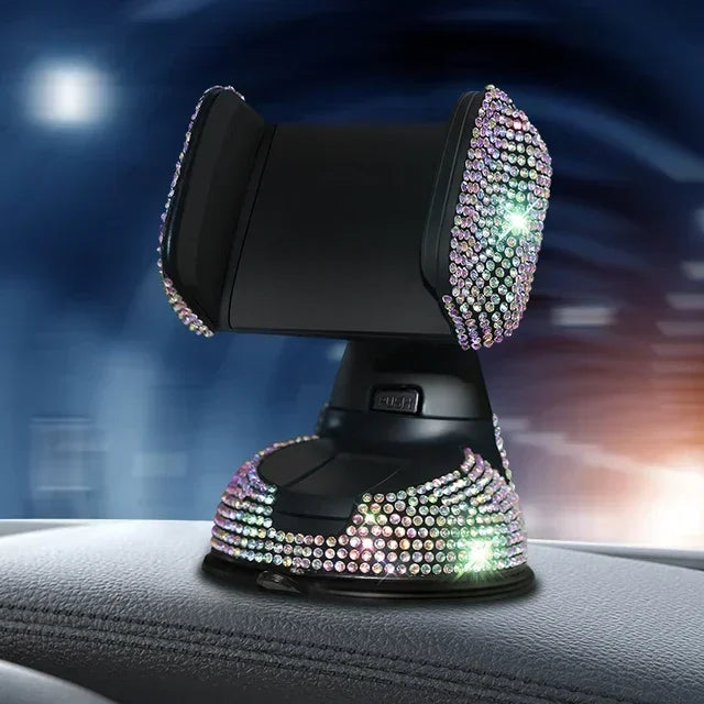 Crystal Rhinestones 360 Degree Car Phone Holder for Car Dashboard Auto Windows and Air Vent Universal Car Mobile Phone Holder