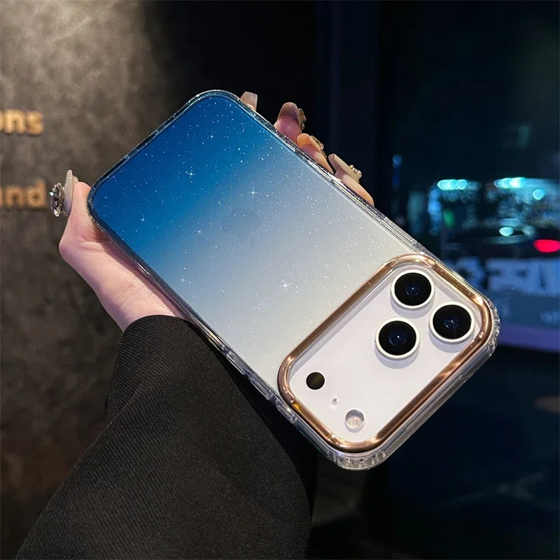 Popular Gradient Glitter Transparent Case For iPhone 17 Air 16/E 15 14 Plus 13 12 11 Pro Max Soft TPU Shockproof Protector Cover