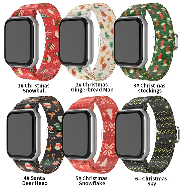 Christmas strap for Apple Watch Bands for 40mm 41mm 42mm 44mm 45/ 46mm Elastic Replacement Band for iWatch Series 11 10 9 8 SE