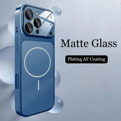 Glass Nano Matte Case For iPhone 17 Pro Max 17Air 17Pro 16 15 14 13 Pro Max Cover Magnetic Wireless Charge Armor Funda