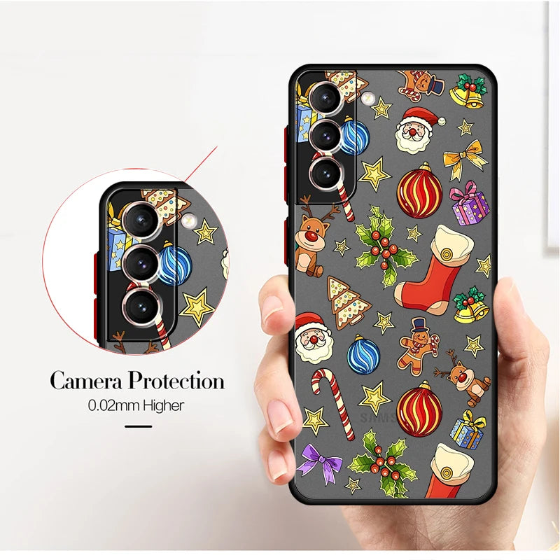 Back Phone Cover Case for Samsung Galaxy S23 Ultra S20 S21 S22 Plus S10 S9 S24 FE S25 Edge Cartoon Christmas Style Pattern