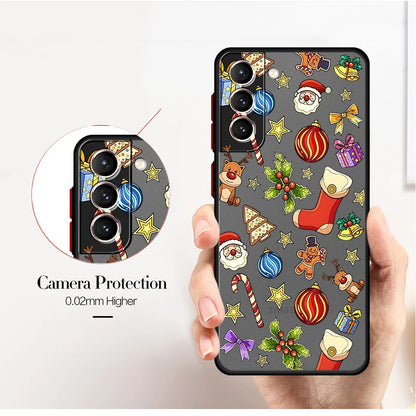 Back Phone Cover Case for Samsung Galaxy S23 Ultra S20 S21 S22 Plus S10 S9 S24 FE S25 Edge Cartoon Christmas Style Pattern