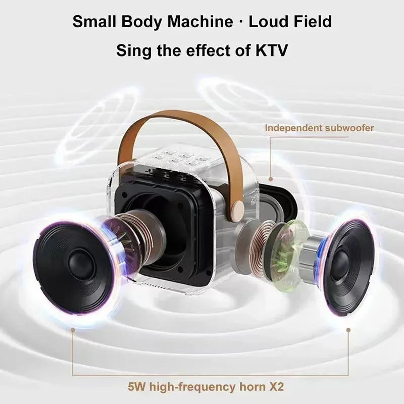 Bluetooth K12 Karaoke Machine Portable 5.3 PA Speaker System with 2 Wireless Microphones Home Family Singing Children's Gifts