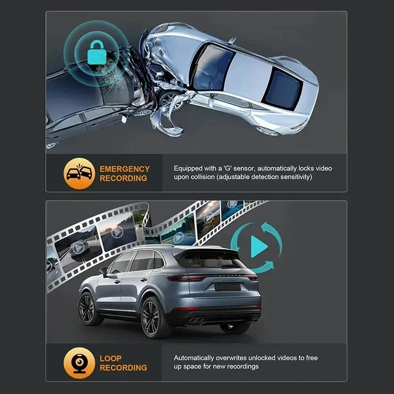 4K Ultra HD Dash Cam Night Vision Front 2160P With Back 1440P Car Video Camera Logger G Sensor Loop Recording App WiFi Control