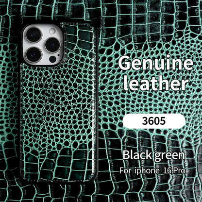 Premium Crocodile Pattern Genuine Leather Case For iPhone 16 Pro Max 15 14 13 12 11 XR Cowhide Back Cover Shell Protective Capa