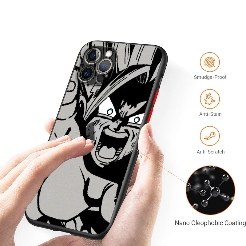 Luxury D-Dragon Ball Goku Frosted Translucent For Apple iPhone 15 14 13 12 11 XS XR X 8 7 SE Pro Max Plus Mini Funda Phone Case