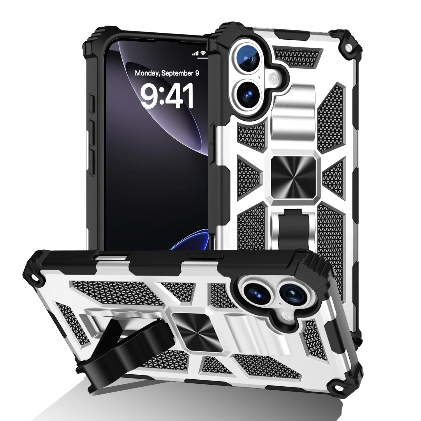 Military Grade Kickstand Magnetic Shockproof Case For iPhone 16 15 14 13 12 11 Pro Max Mini Plus XR Hybrid Armor Anti Drop Cover