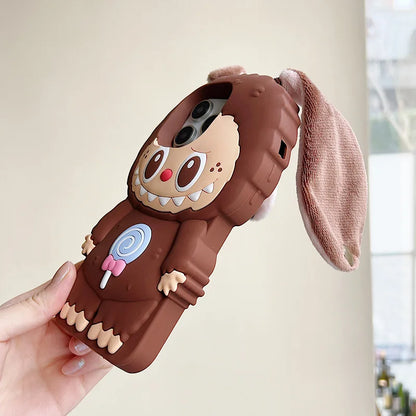 3d Plush Ear Pulling Cloth Suitable For Iphone 11 12 13 14 15 Pro Max Phone Rear Cover Protective Cover Silicone Soft Shell