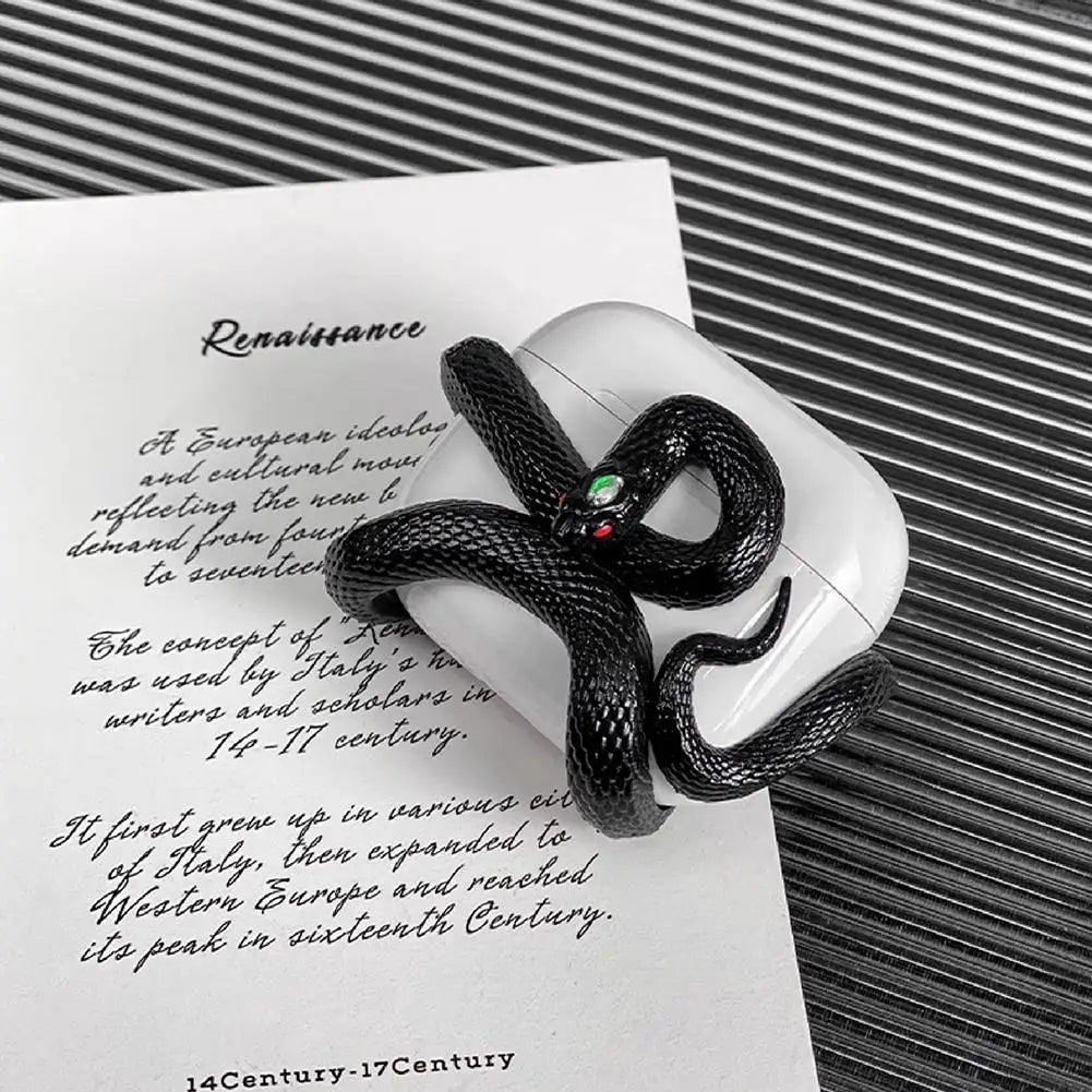 Snake Wireless Earphone Protective Shell Case 3D Winding Snake Resin Decoration Earphone Accessories for AirPods Pro/Pro 1/2/3/4