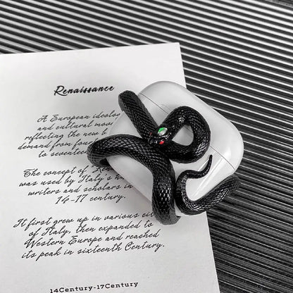 Snake Wireless Earphone Protective Shell Case 3D Winding Snake Resin Decoration Earphone Accessories for AirPods Pro/Pro 1/2/3/4