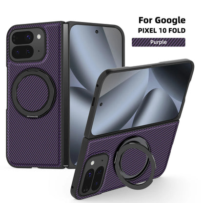 For Google Pixel 10 Pro Fold/Pixel 9 Pro Fold Kevlar 360 Rotating Magnetic Ring Wireless Charging Phone Case Protective Cover