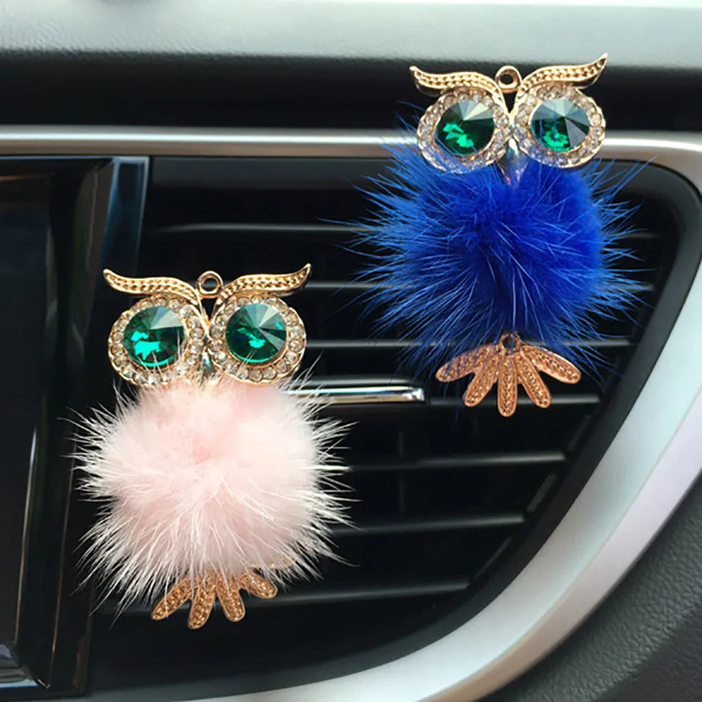 Diamond Fur Owl Car Air Freshener Auto Outlet Perfume Clip Scent Aroma Car Diffuser Bling Car Accessories Interior Decor Gifts