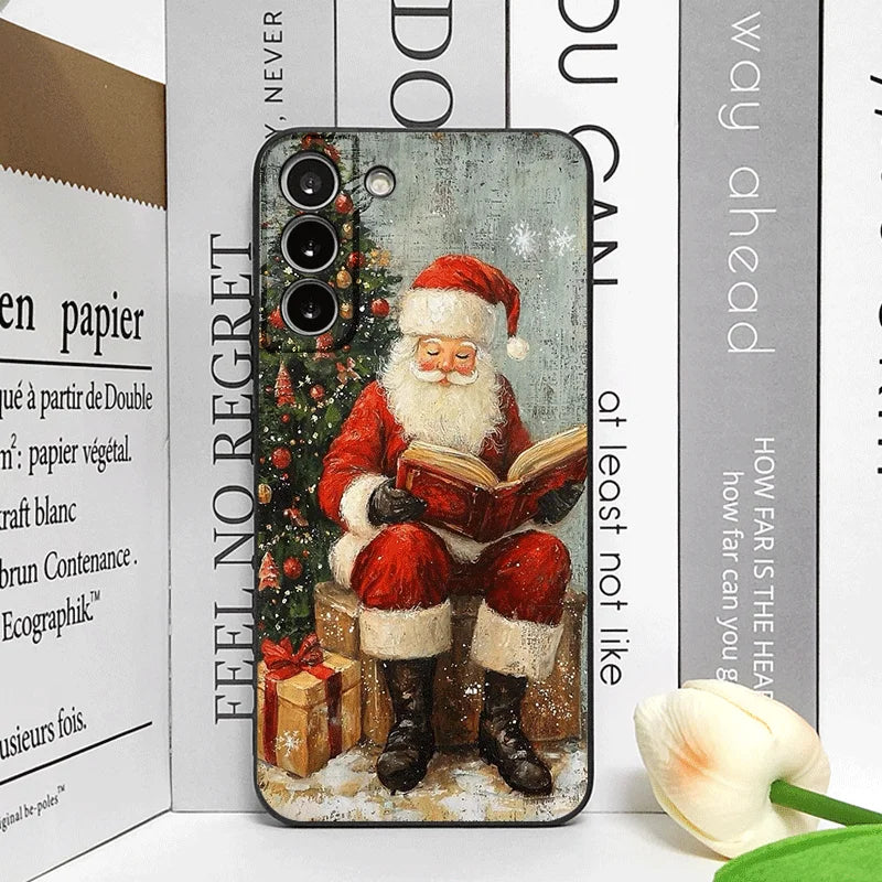 Merry Christmas Tree Santa Claus Pattern Phone Case for Samsung Galaxy S25 S24 S23 Ultra S22 Plus S21 FE M53 M34 M55 Soft Covers
