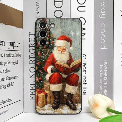Merry Christmas Tree Santa Claus Pattern Phone Case for Samsung Galaxy S25 S24 S23 Ultra S22 Plus S21 FE M53 M34 M55 Soft Covers