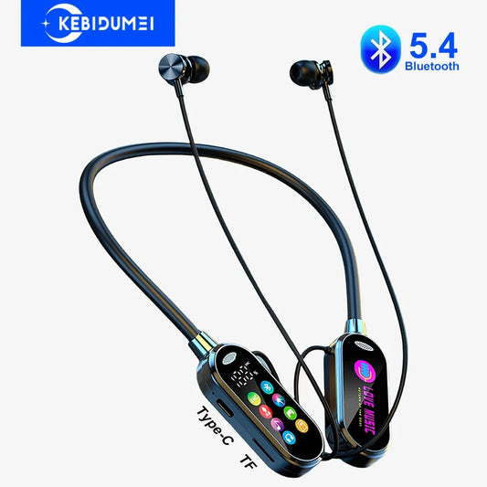 Color Screen Bluetooth 5.4 Earphones Neckband Headphones Wireless Headsets Noise Reduction Earbuds for Live Earphone Monitor