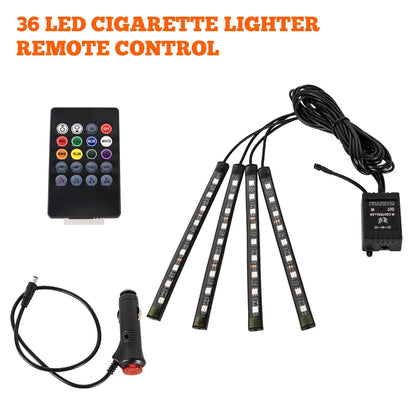 Neon 48 72 LED Car Interior Ambient Foot Light with USB Wireless Remote Music App Control Auto RGB Atmosphere Decorative Lamps
