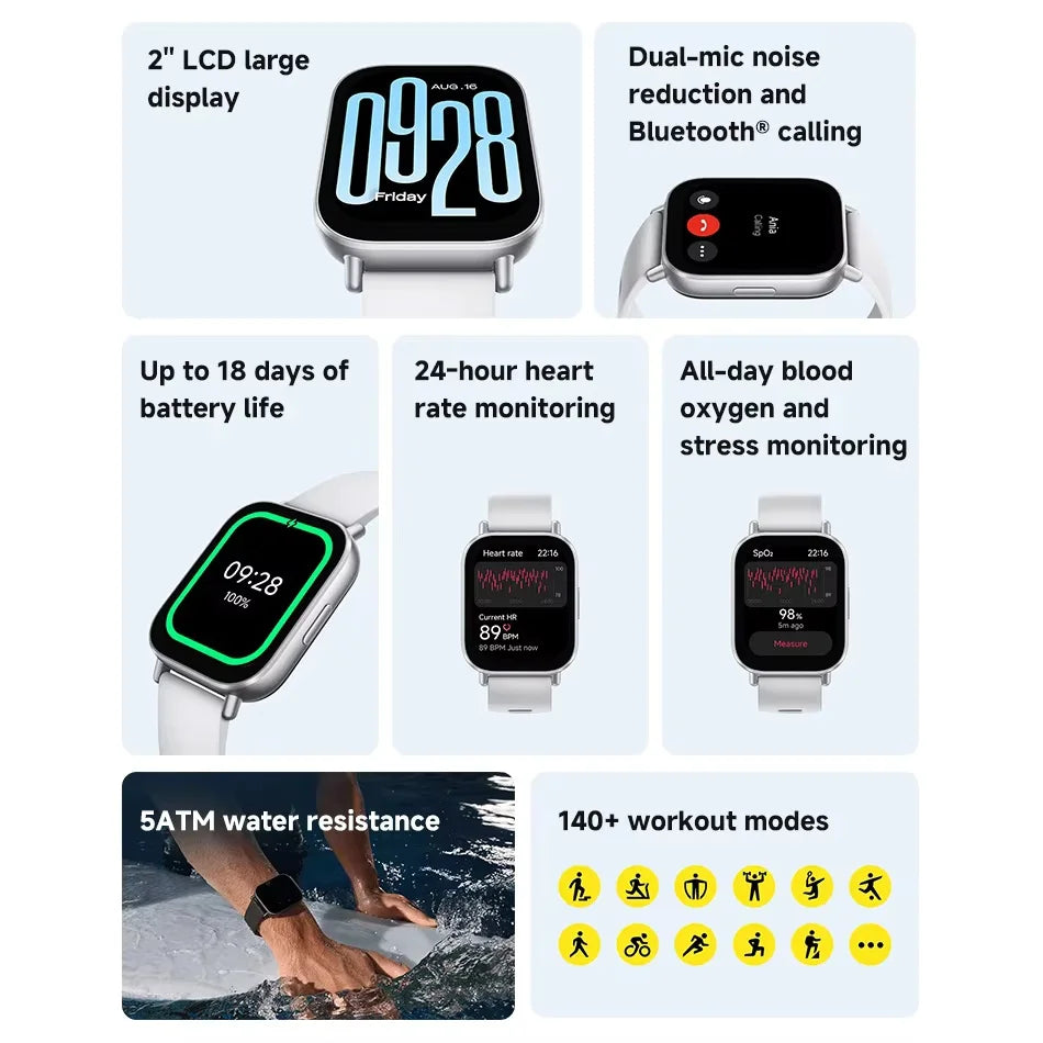 【Brand+】Global Version Xiaomi Redmi Watch 5 Active 2'' Display Up to 18 days of battery life 140+ Workout Modes Bluetooth